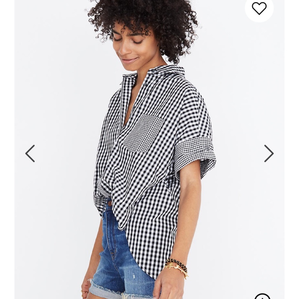 Gingham-Play Button-Down Shirt